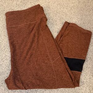 Rise by LulaRoe Rust Heather Leggings with Black Accent